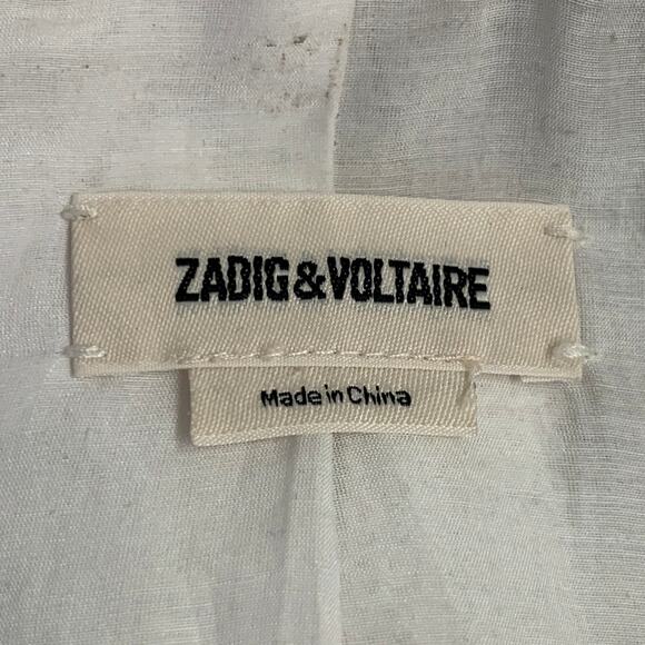 ZADIG & VOLTAIRE Size XS White Polyester Sequined Peak Lapel Snap Jacket Blazer - Picture 7 of 9